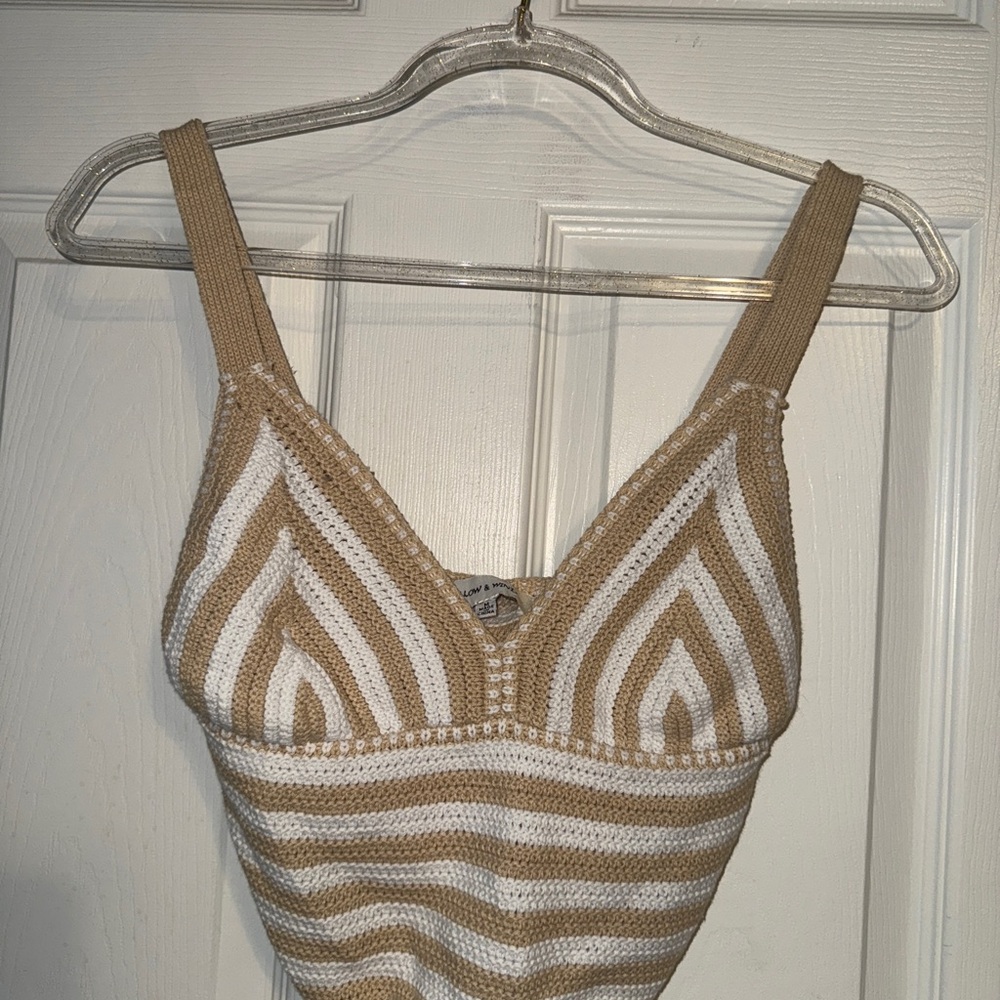 Marshalls Tan and White Striped Tank Top